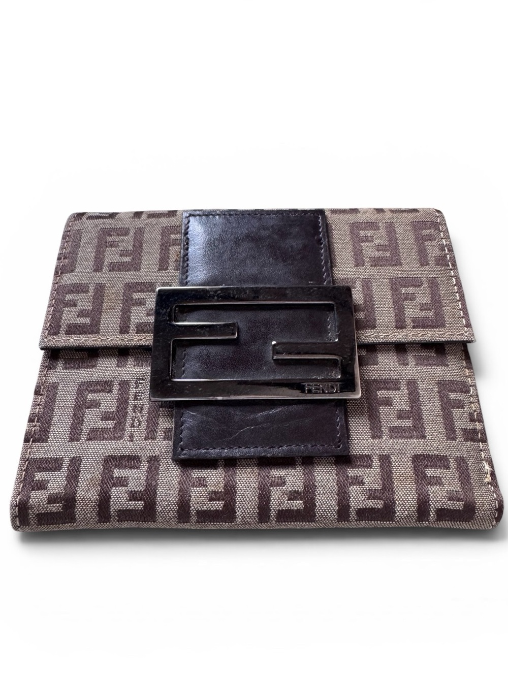 Fendi Zucca FF Trifold Wallet Brown Canvas & Leather Vintage Made in Italy - Picture 3 of 13